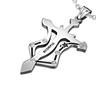 Pendentif homme Croix zodiac Scorpion