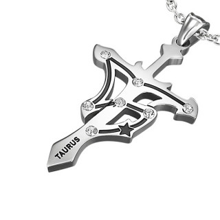 Pendentif homme Croix zodiac Taureau