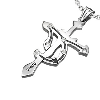 Pendentif homme Croix zodiac Vierge