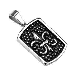 Pendentif homme fleur de Lys sur plaque bicolore