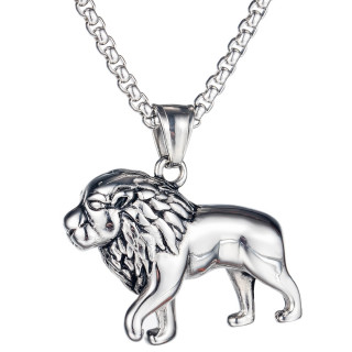 Pendentif homme Lion royal en acier