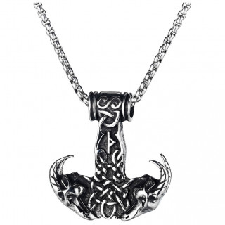 Pendentif homme marteau viking  crnes de chvres