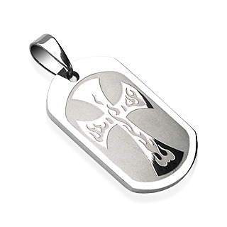 Pendentif acier plaque militaire croix