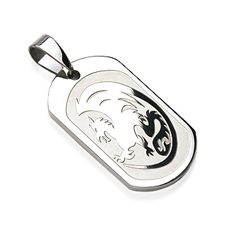 Pendentif acier plaque militaire dragon ail