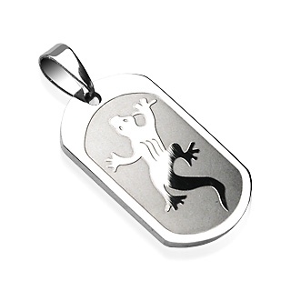 Pendentif acier plaque militaire l�zard