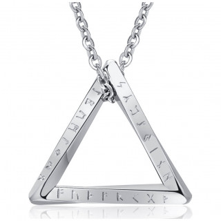 Pendentif homme Viking triangle argent  runes en acier