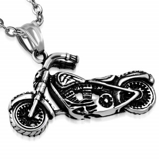 Pendentif moto custom démoniaque en acier