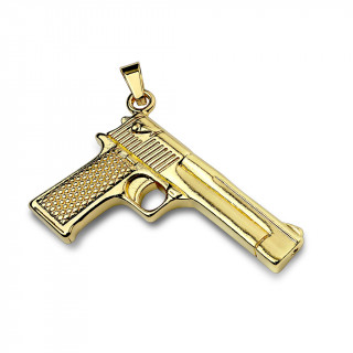 Pendentif pistolet semi-automatique en acier dor