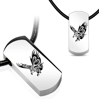 Pendentif plaque acier aigle en vol