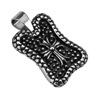 Pendentif plaque acier écaillée avec croix gothique