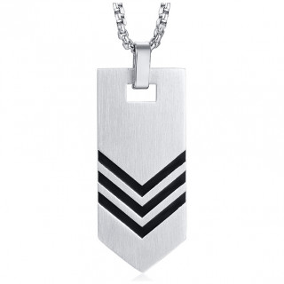 Pendentif plaque  3 chevrons style militaire en acier