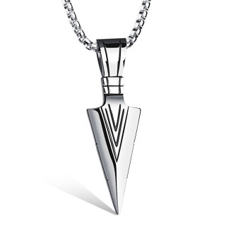 Pendentif pointe de flche en acier  chevrons