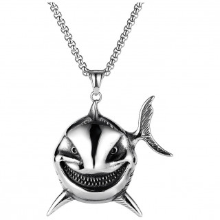 Pendentif requin montrant les dents en acier