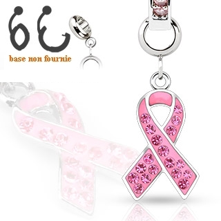 Pendentif ruban rose serti pour piercing nombril modulable