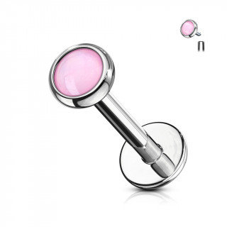 Piercing  disque serti epoxy - Rose (lvre, cartilage)