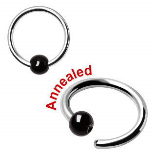 Piercing acier anneau tordable imitation CBR  boule noire