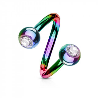 Piercing acier twist titanium IP  strass - Essence