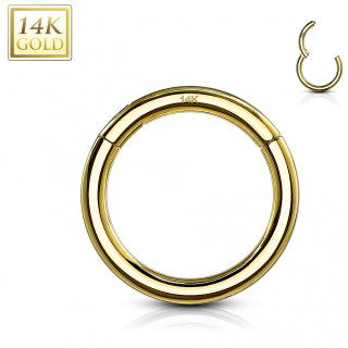 Piercing anneau à segment clips en or jaune 14 carats (oreille, téton, lèvre...)