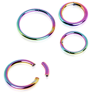 Piercing anneau acier arc en ciel à segment type CBR