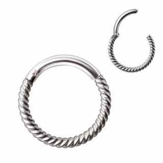 Piercing anneau aspect corde en acier à fermeture clips
