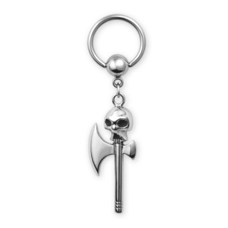 Piercing anneau captif avec pendentif  hache  crane