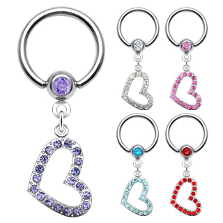 Piercing anneau captif avec pendentif coeur