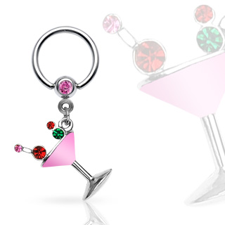 Piercing anneau captif avec pendentif cocktail