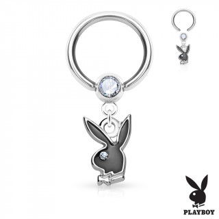 Piercing anneau CBR  pendentif lapin Playboy emaill noir