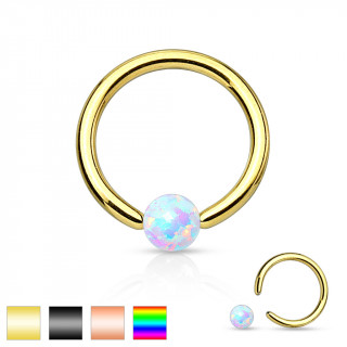Piercing anneau CBR en acier plaqué IP avec opale synthétique