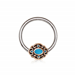 Piercing anneau CBR style baroque cuivr maill bleu