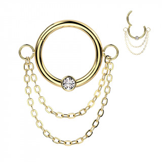 Piercing anneau charnire dor en acier  chaines et zirconium
