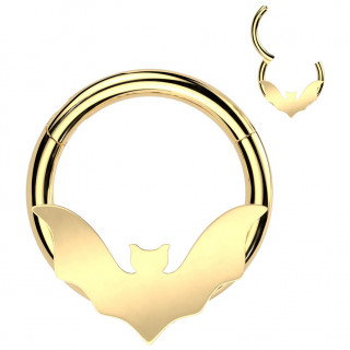 Piercing anneau clicker dor en acier  chauve-souris cisele (septum, daith, lobe...)