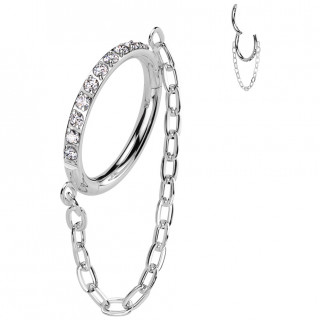 Piercing anneau clicker Titane  chaine et ligne de zirconiums