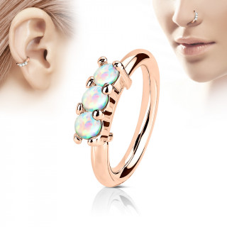 Piercing anneau cuivr avec trois opales