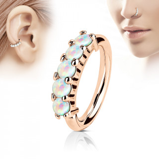 Piercing anneau cuivr couronne d'opales