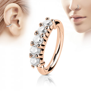 Piercing anneau cuivré couronne de pierres claires