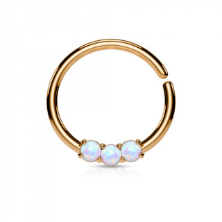 Piercing anneau cuivré serti de 3 opales claires