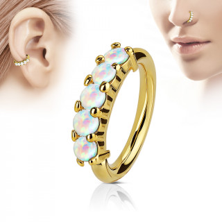 Piercing anneau dor couronne d'opales