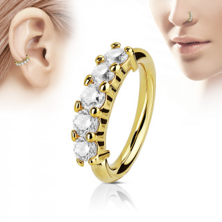 Piercing anneau dor couronne de pierres claires