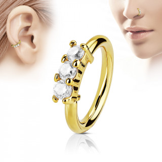 Piercing anneau dor trois pierres