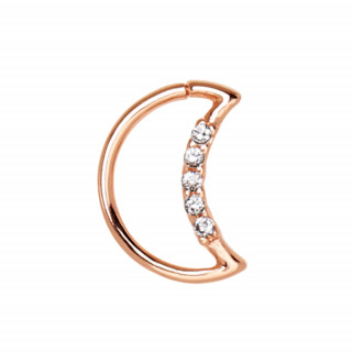 Piercing anneau en forme de lune cuivr  strass