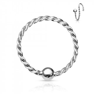 Piercing anneau fin acier torsadé - Inox
