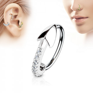 Piercing anneau flche pave de strass (nez, cartilage)