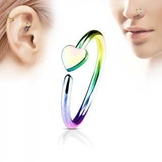 Piercing anneau nez / cartilage arc en ciel  coeur