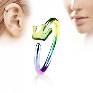 Piercing anneau nez / cartilage arc en ciel à couronne