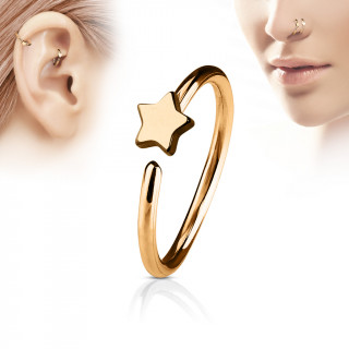 Piercing anneau nez / cartilage cuivré à étoile