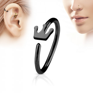Piercing anneau nez / cartilage noir à couronne