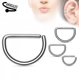 Piercing anneau oreille ou nez en D en acier