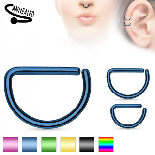 Piercing anneau oreille ou nez en D en acier plaqu IP