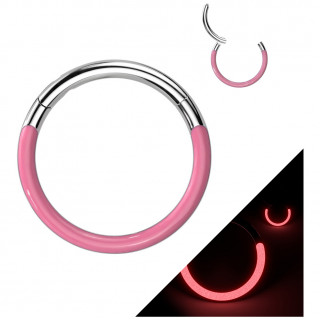 Piercing anneau Titane  arc phosphorescent Rose (septum, daith, hlix...)